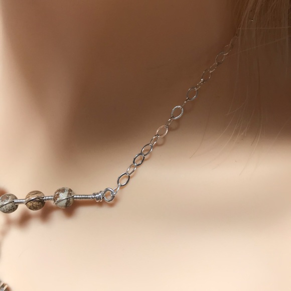 Jewelry Set- Picture Jasper Sterling Silver Necklace and Earring Set- Statement - Picture 9 of 11